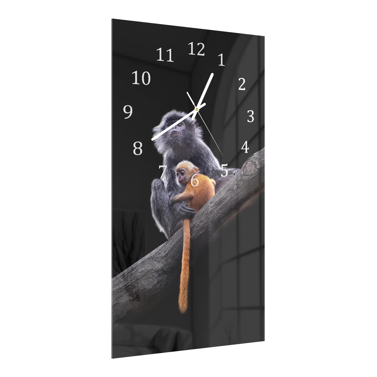 Wanduhr 30x60 - Affen im Baum