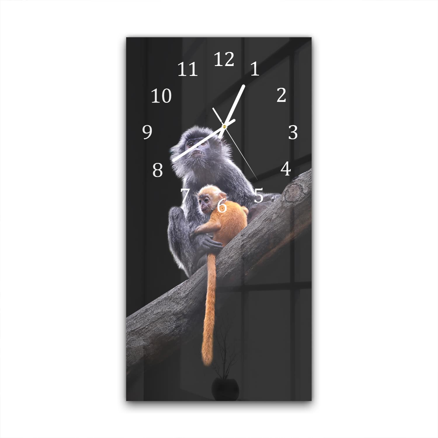 Wanduhr 30x60 - Affen im Baum