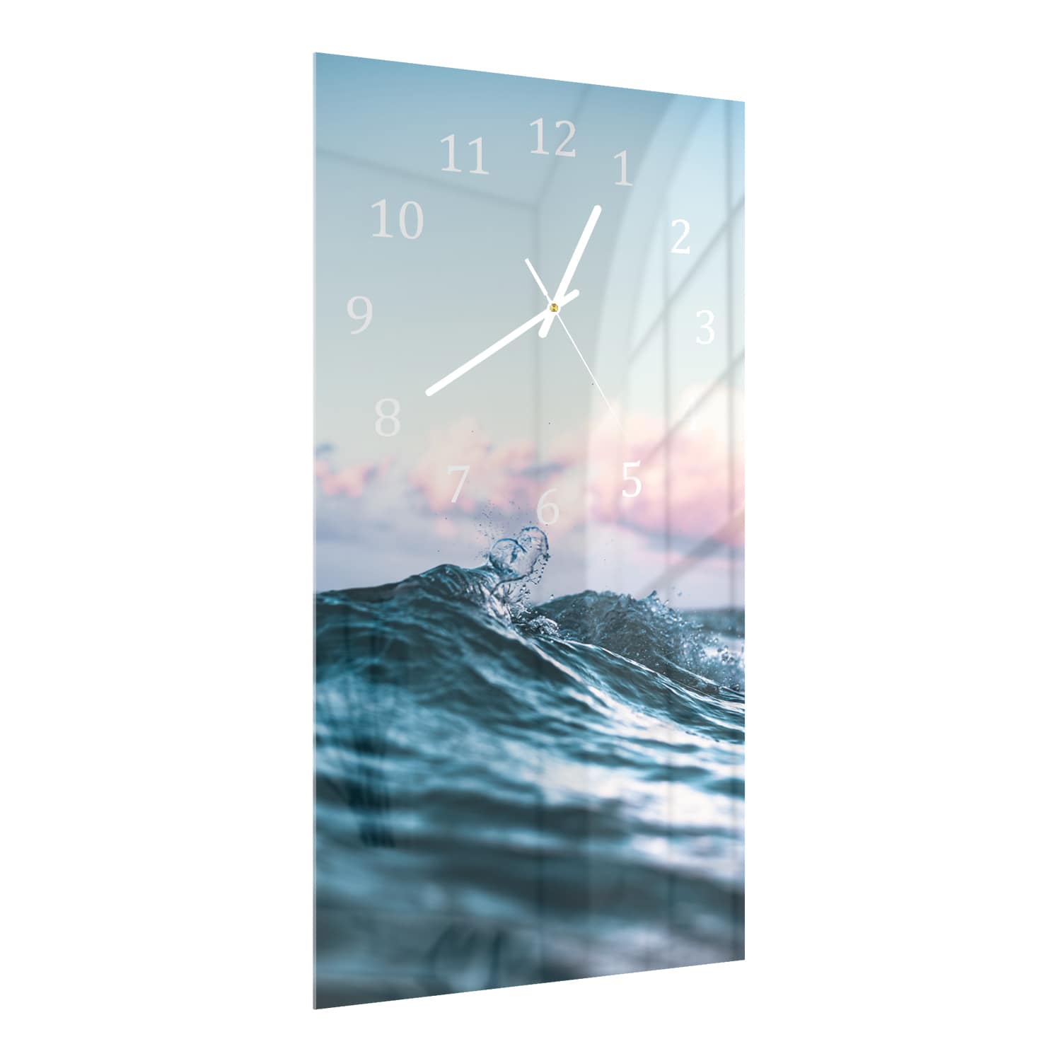 Wanduhr 30x60 - Brechende Wellen