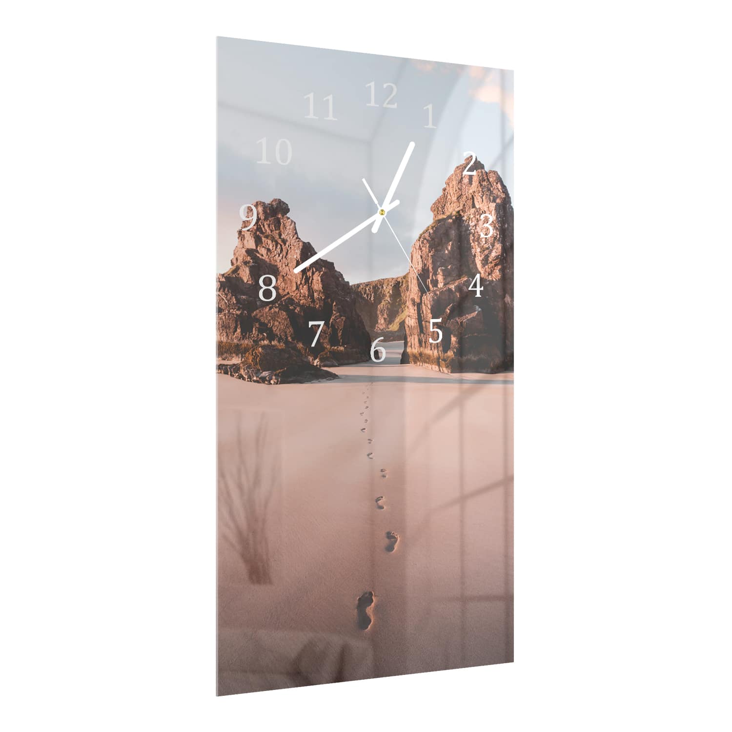 Wanduhr 30x60 - Felsen am Strand