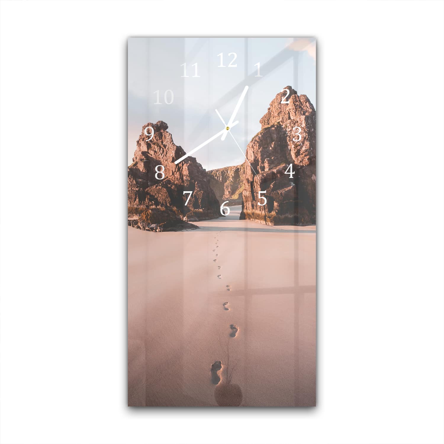 Wanduhr 30x60 - Felsen am Strand