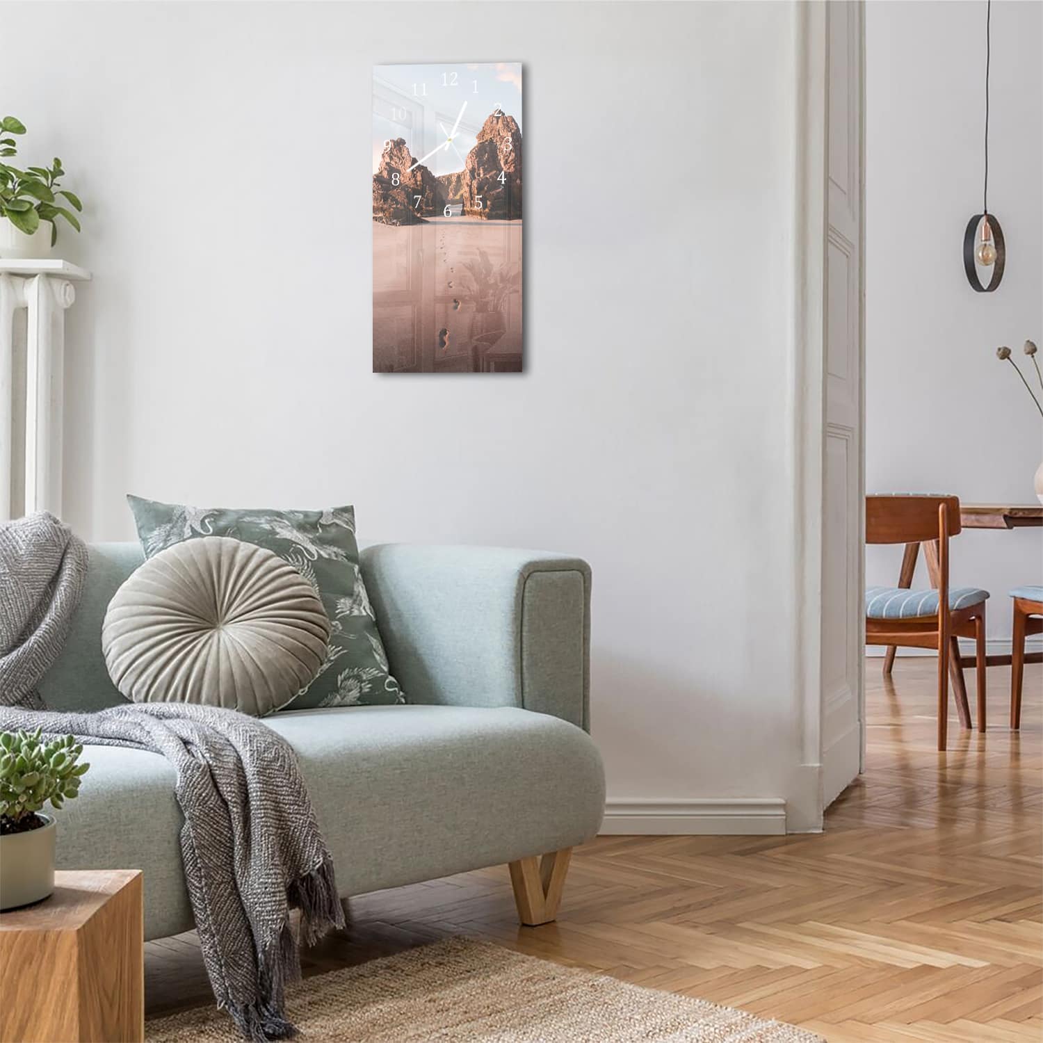 Wanduhr 30x60 - Felsen am Strand