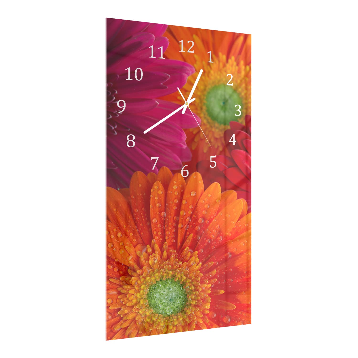 Wanduhr 30x60 - Strahlende Gerbera