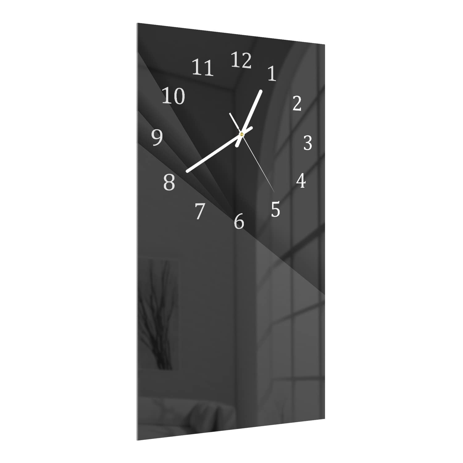 Wanduhr 30x60 - Schwarz mit Tiefe