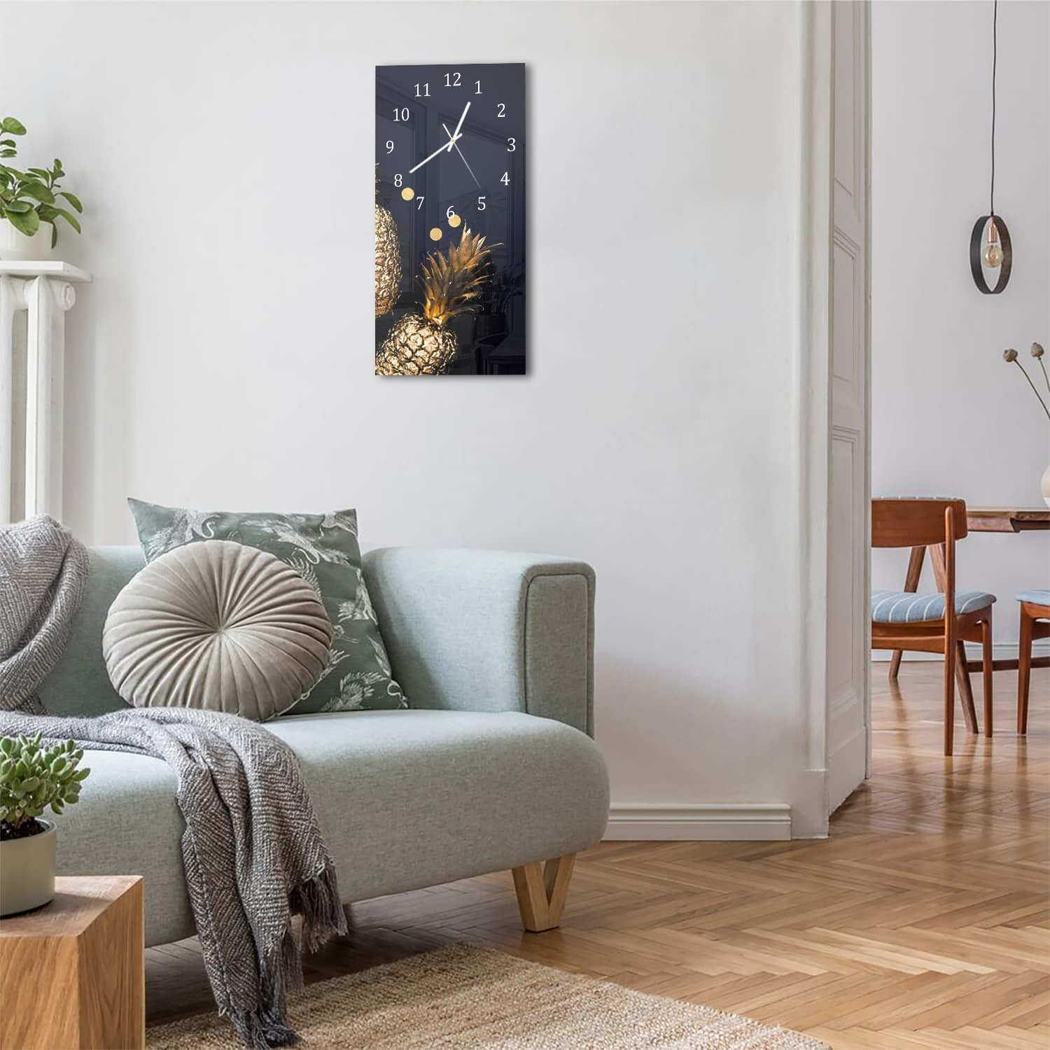 Wanduhr 30x60 - Tropischer Luxus in Gold