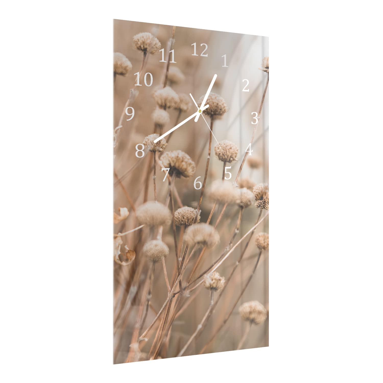 Wanduhr 30x60 - Winterliche Trockenblumen