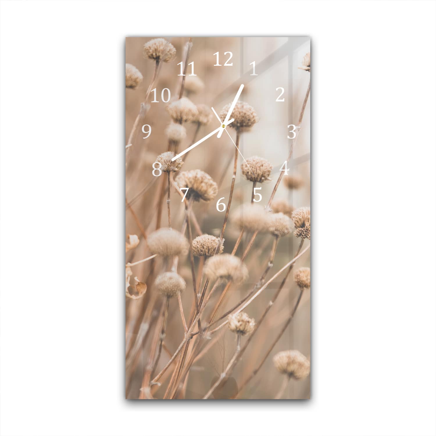 Wanduhr 30x60 - Winterliche Trockenblumen