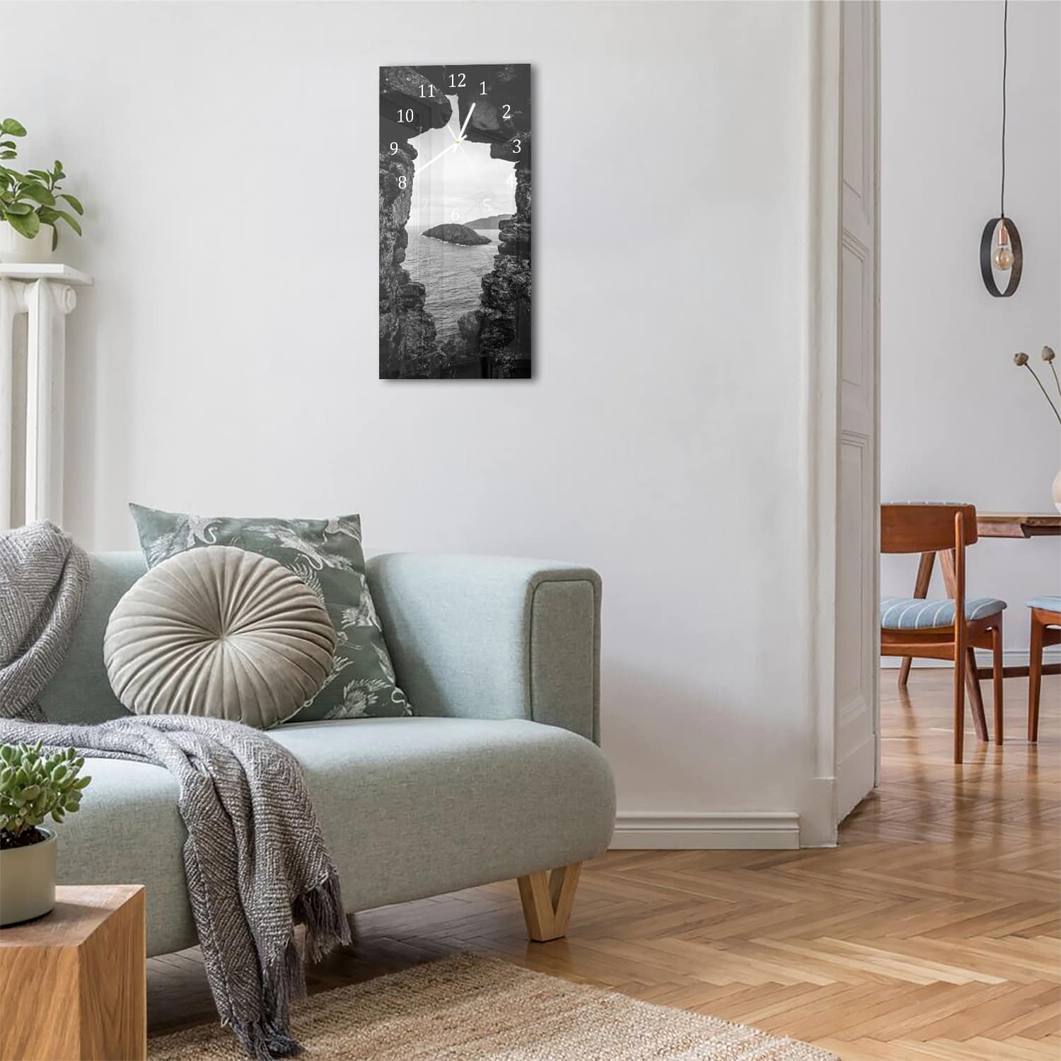 Wanduhr 30x60 - Meerblick von den Felsen