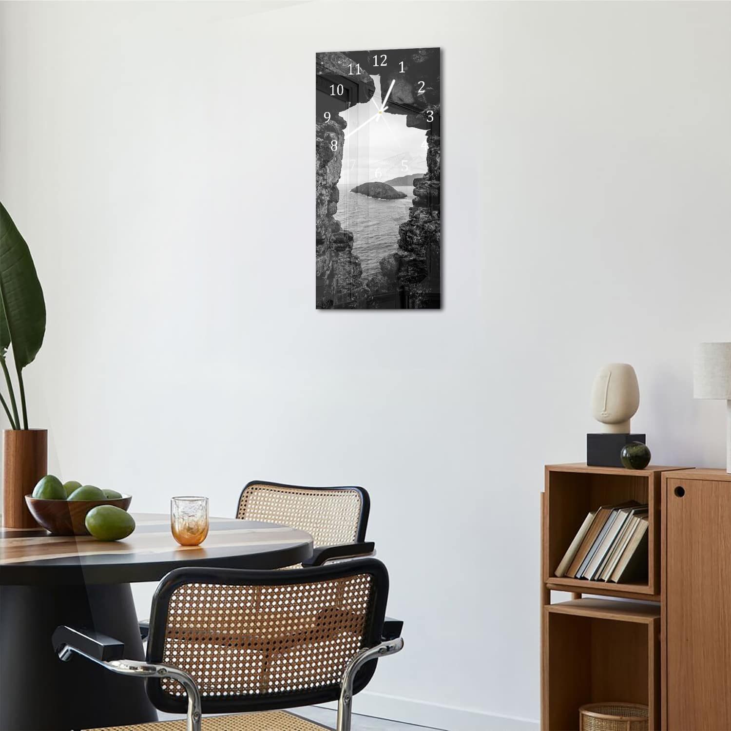 Wanduhr 30x60 - Meerblick von den Felsen