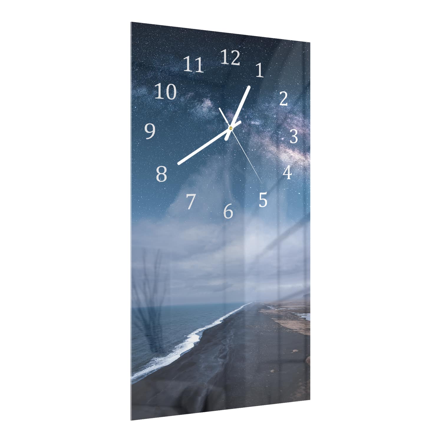 Wanduhr 30x60 - Milchstraße über dem Strand