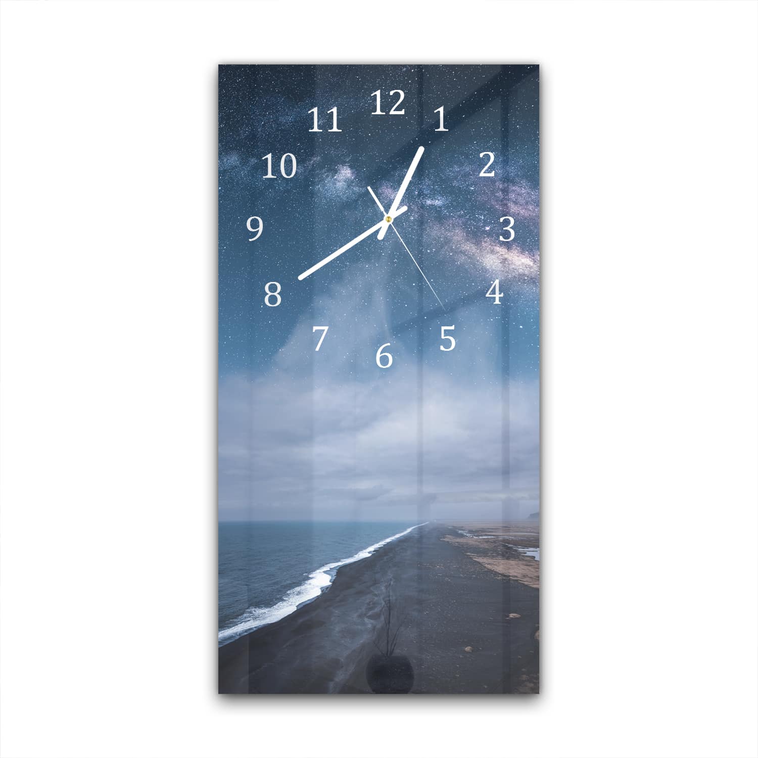 Wanduhr 30x60 - Milchstraße über dem Strand