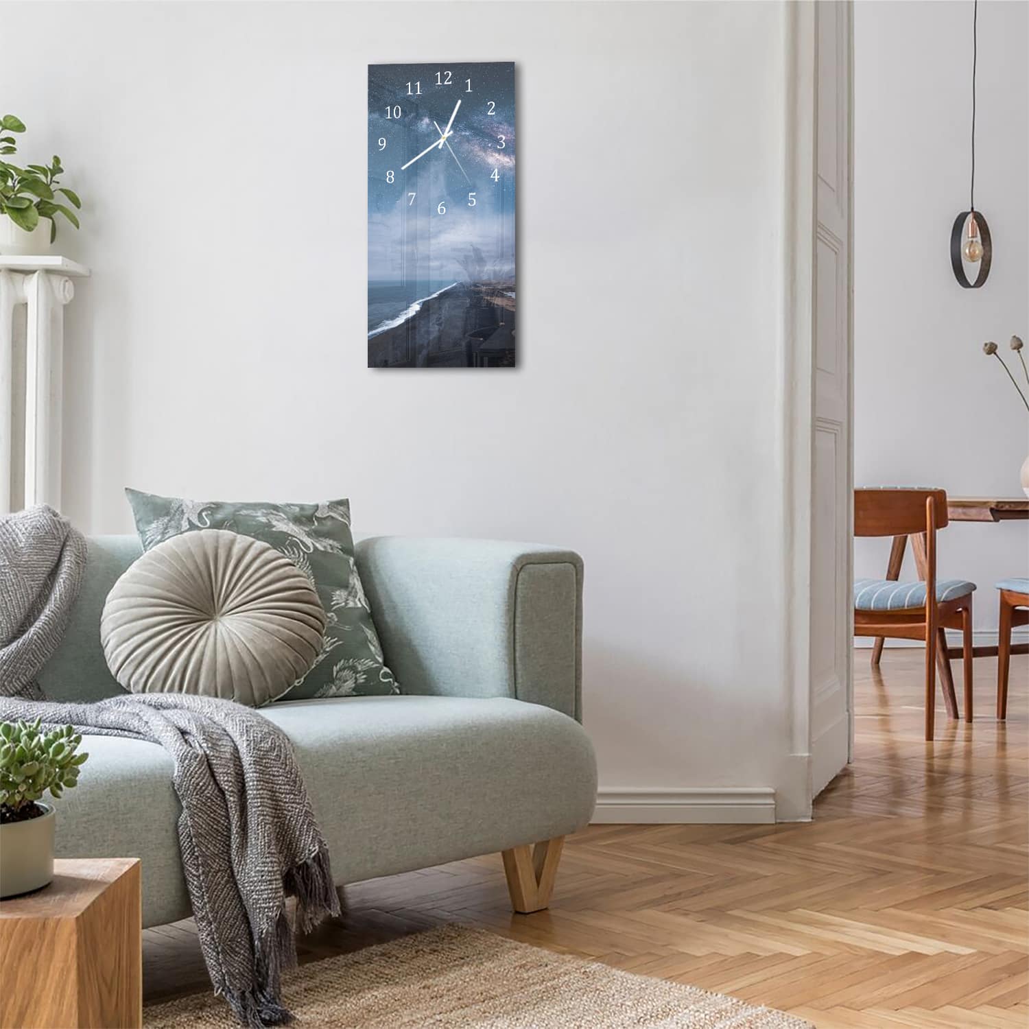 Wanduhr 30x60 - Milchstraße über dem Strand