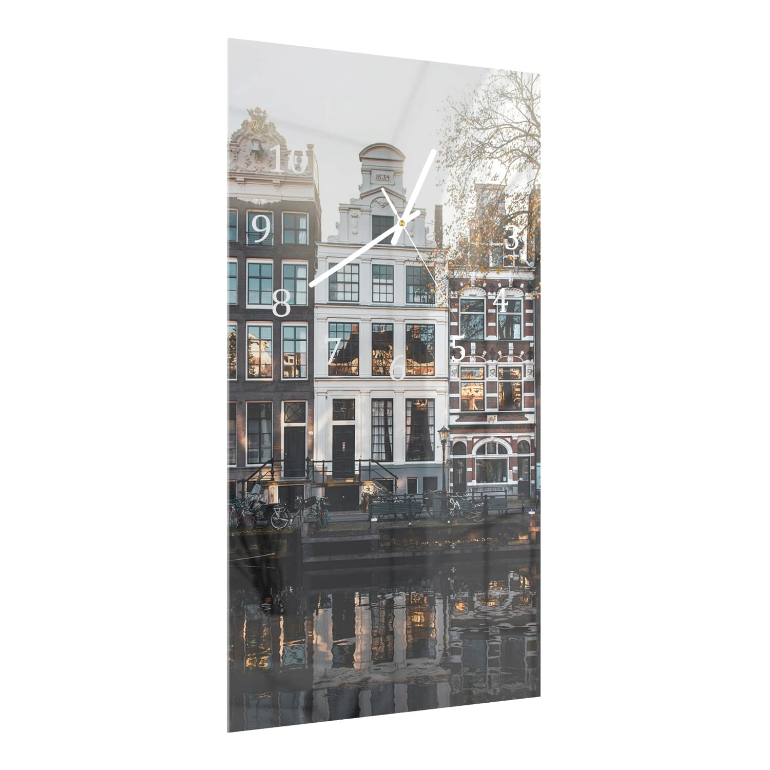 Wanduhr 30x60 - Amsterdamer Grachtenhäuser