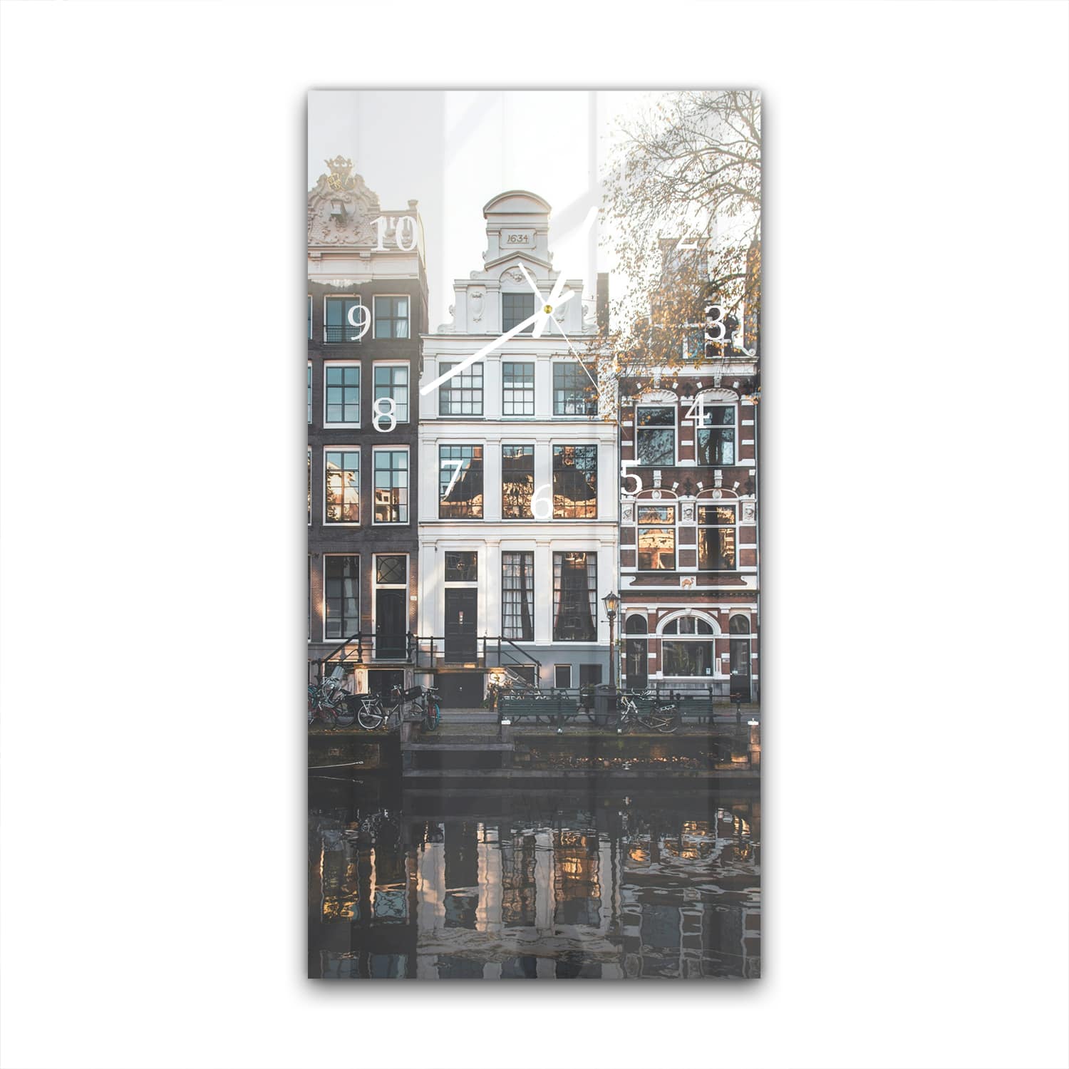 Wanduhr 30x60 - Amsterdamer Grachtenhäuser