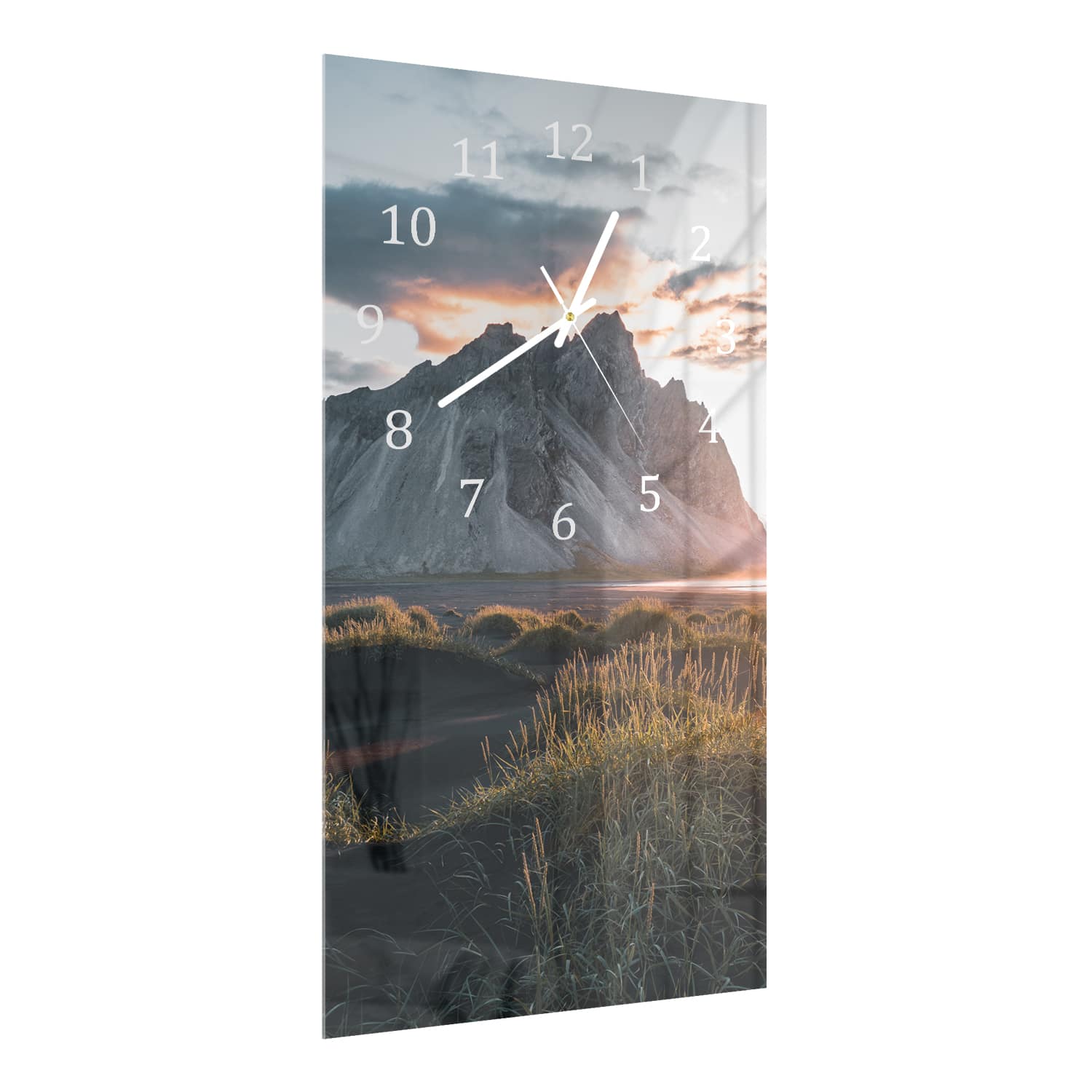 Wanduhr 30x60 - Berge in der Schweiz