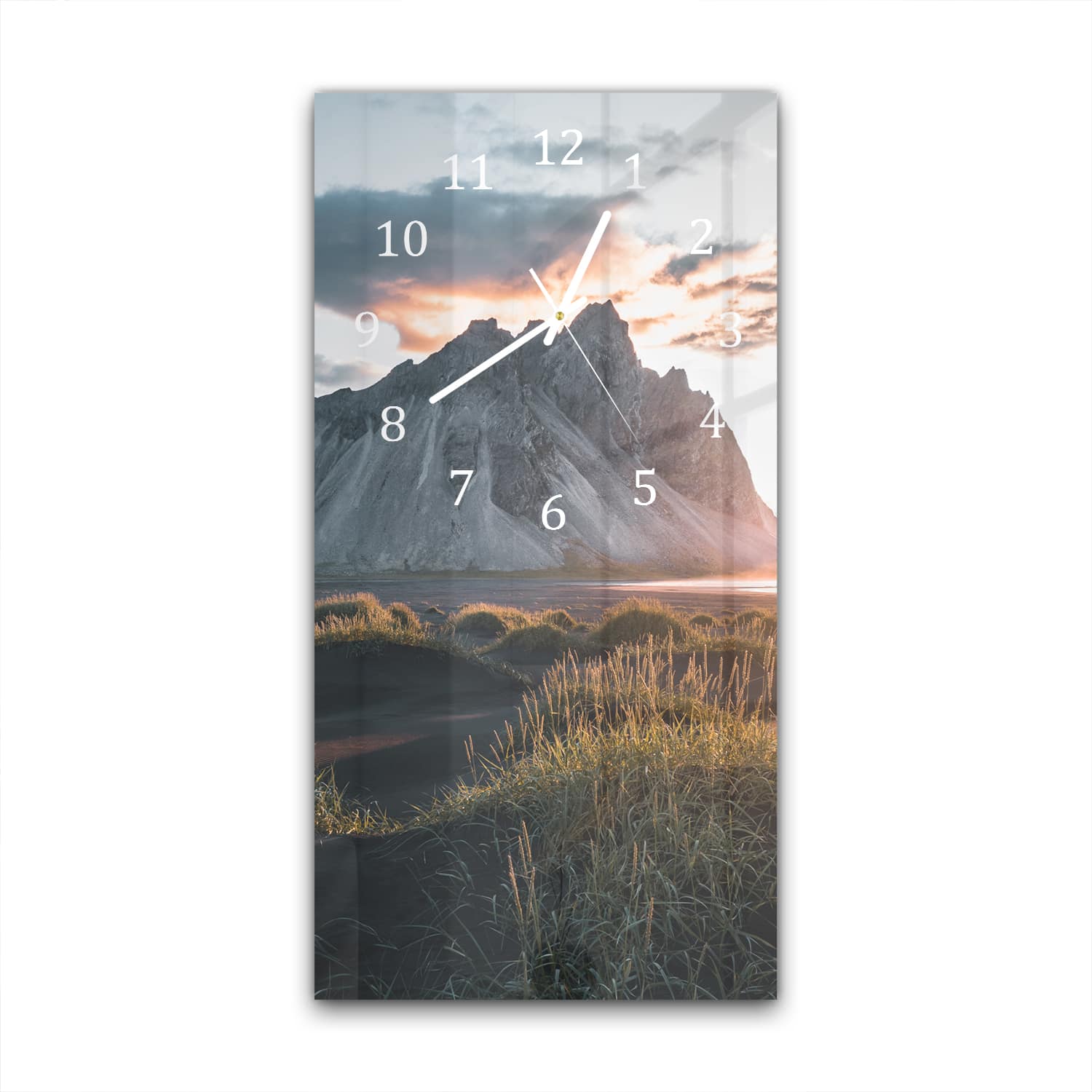 Wanduhr 30x60 - Berge in der Schweiz