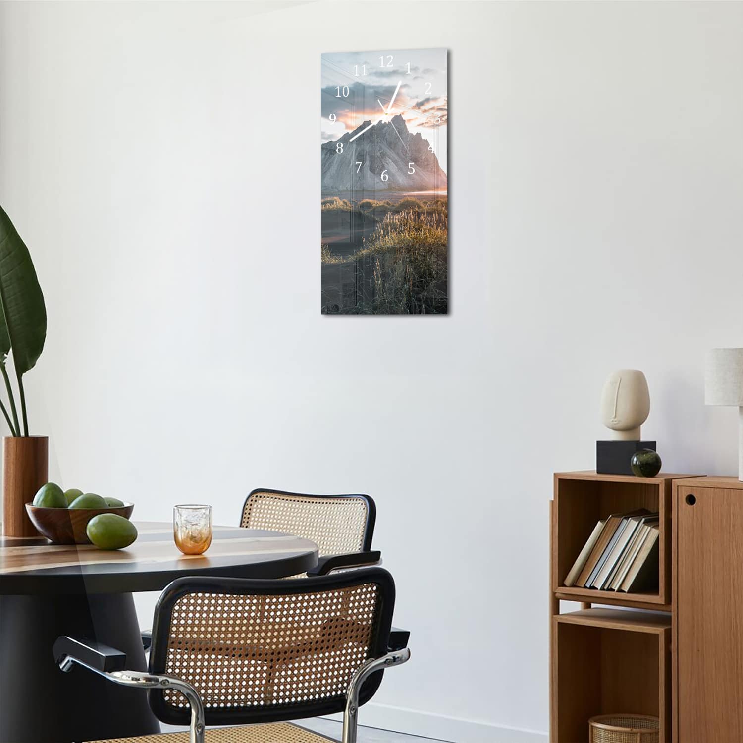 Wanduhr 30x60 - Berge in der Schweiz
