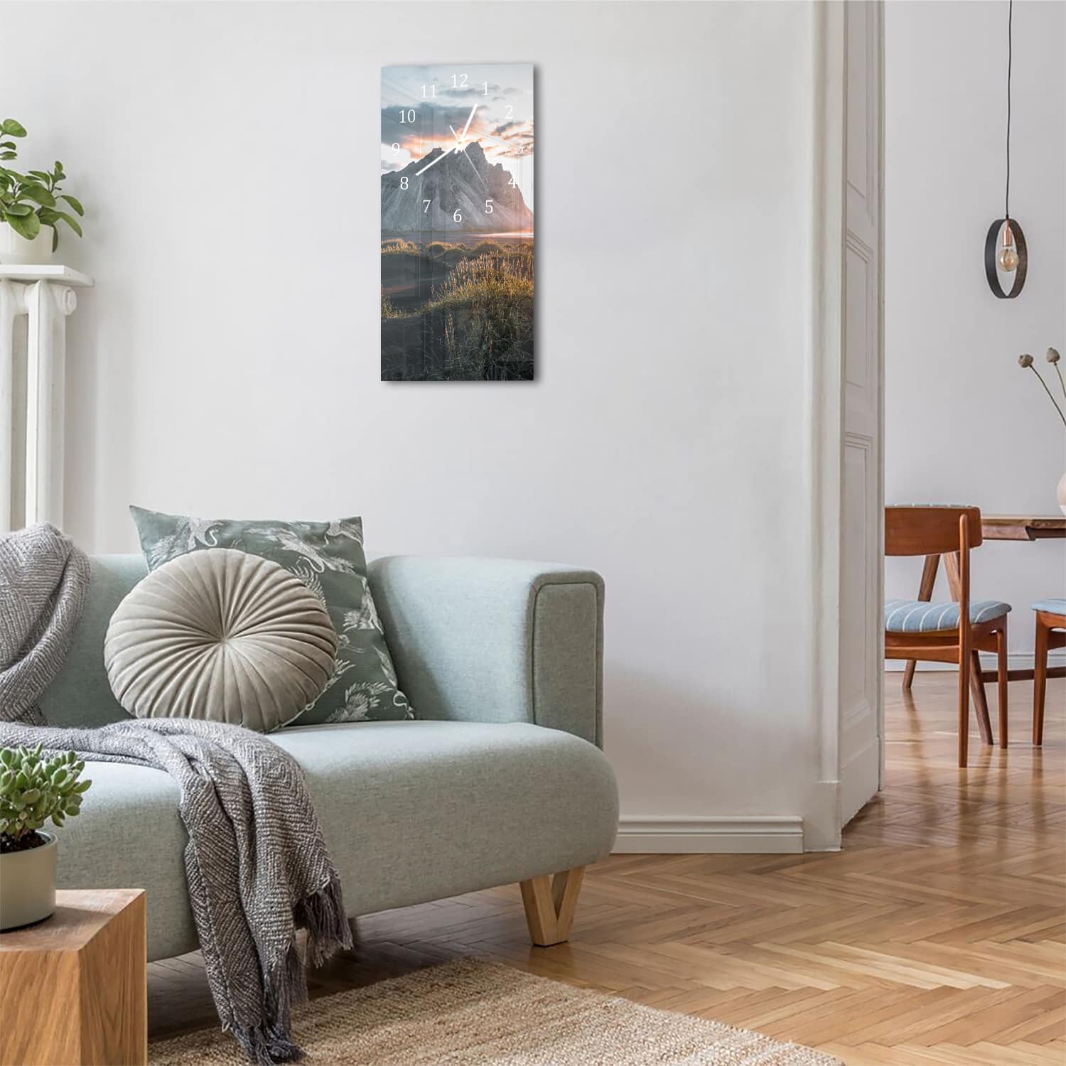 Wanduhr 30x60 - Berge in der Schweiz