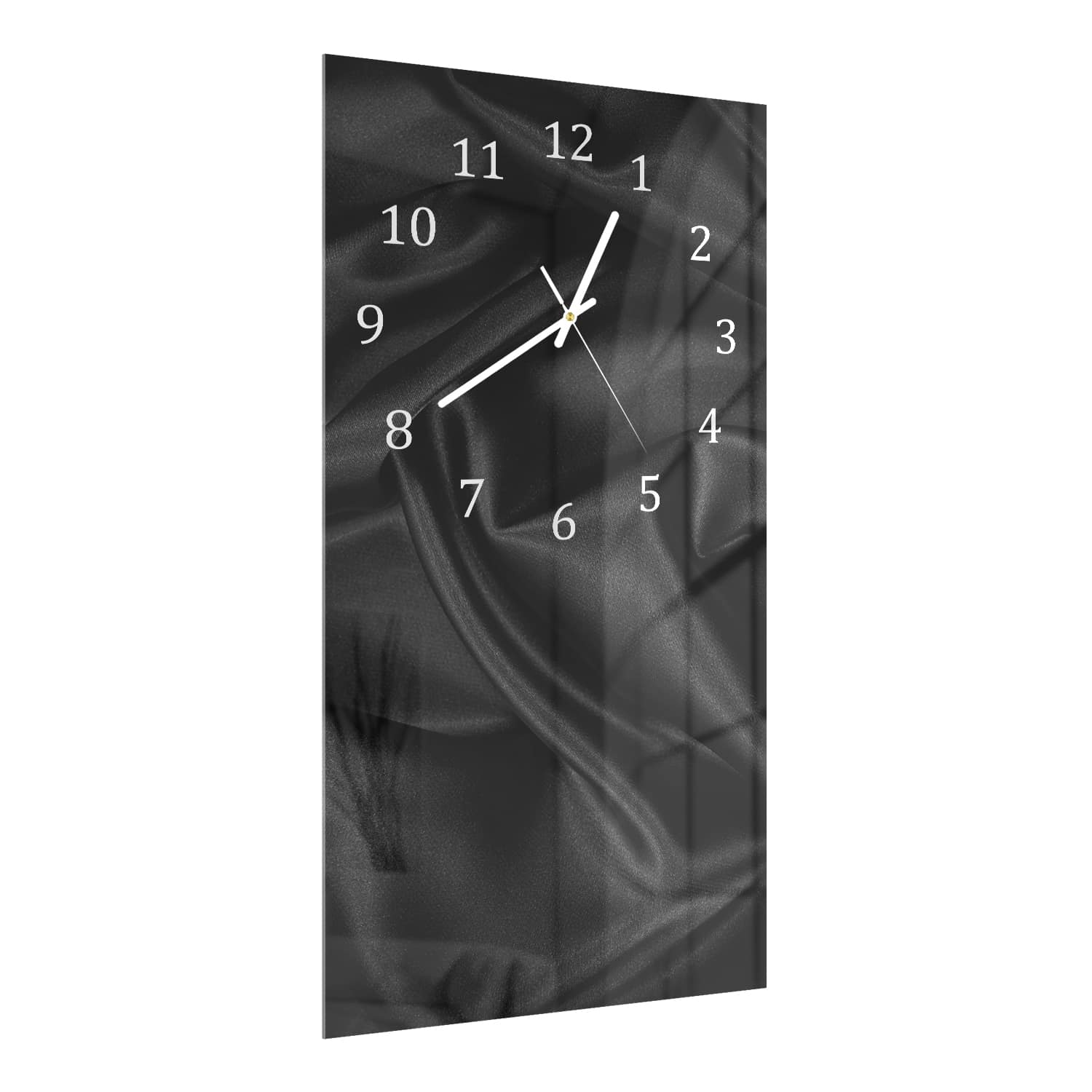 Wanduhr 30x60 - Schwarze Seidensatin-Textur