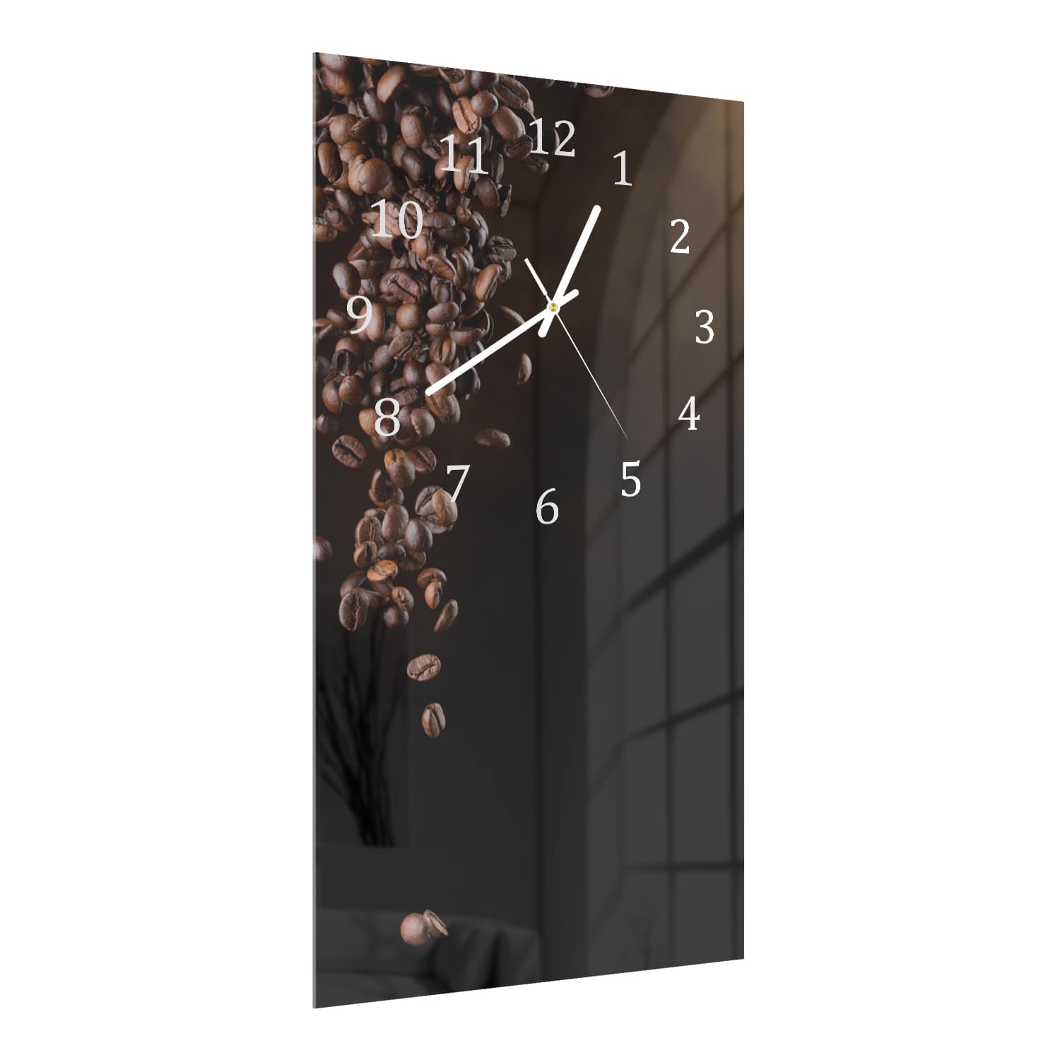 Wanduhr 30x60 - Fallende Kaffeebohnen