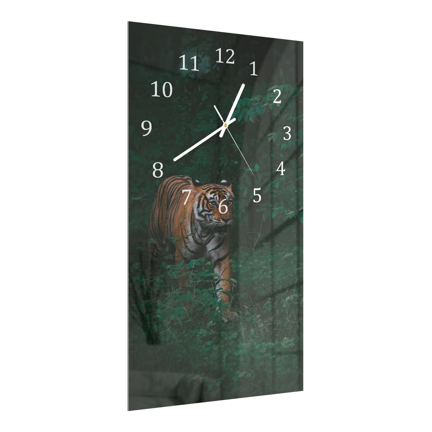 Wanduhr 30x60 - Bengalischer Tiger im Wald