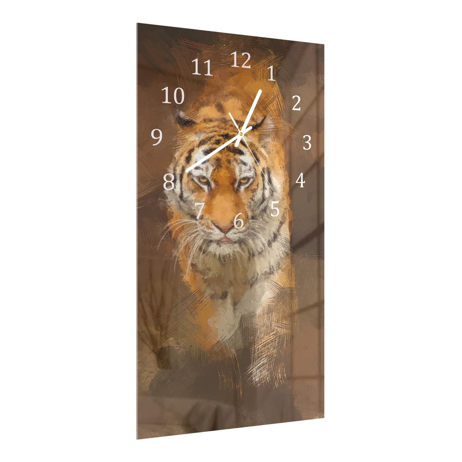 Wanduhr 30x60 - Acrylmalerei eines Tigers