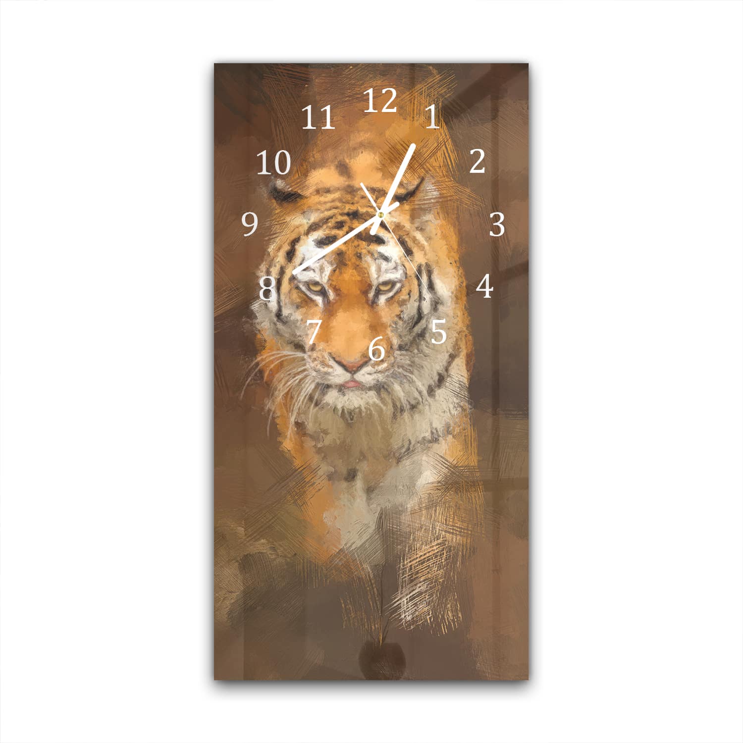 Wanduhr 30x60 - Acrylmalerei eines Tigers