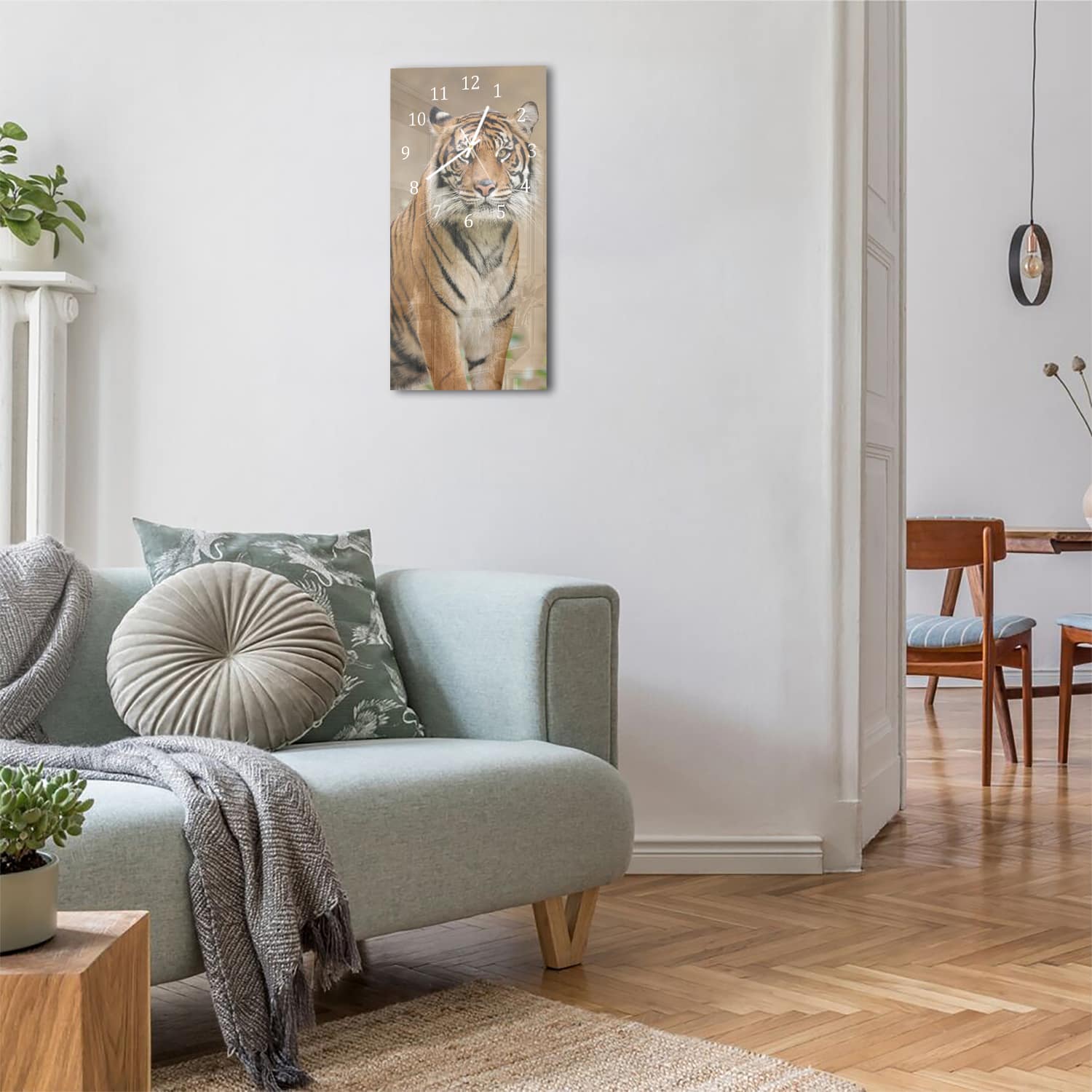 Wanduhr 30x60 - Tiger im Dschungel