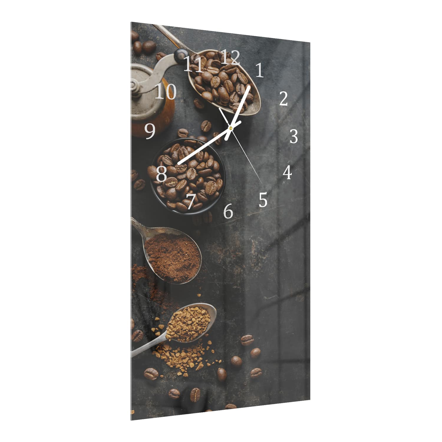 Wanduhr 30x60 - Kaffeebohnen und gemahlener Kaffee