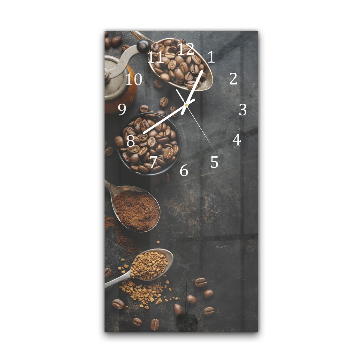 Wanduhr 30x60 - Kaffeebohnen und gemahlener Kaffee