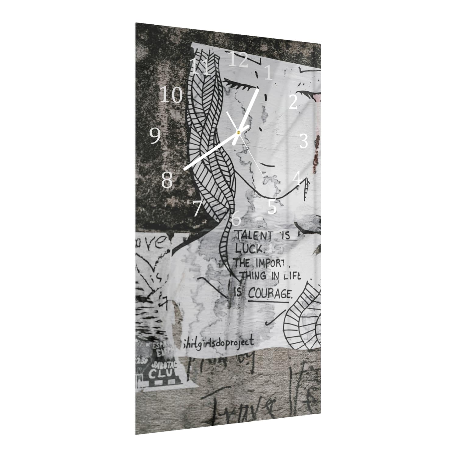 Wanduhr 30x60 - Zitat auf Wandkunst