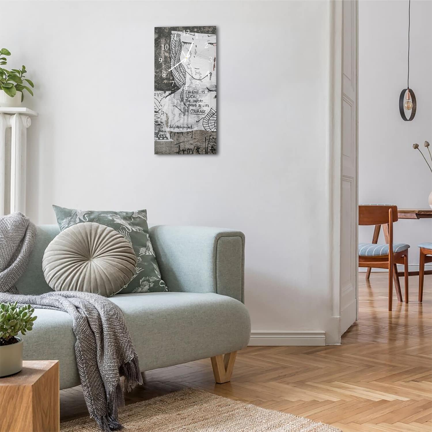 Wanduhr 30x60 - Zitat auf Wandkunst