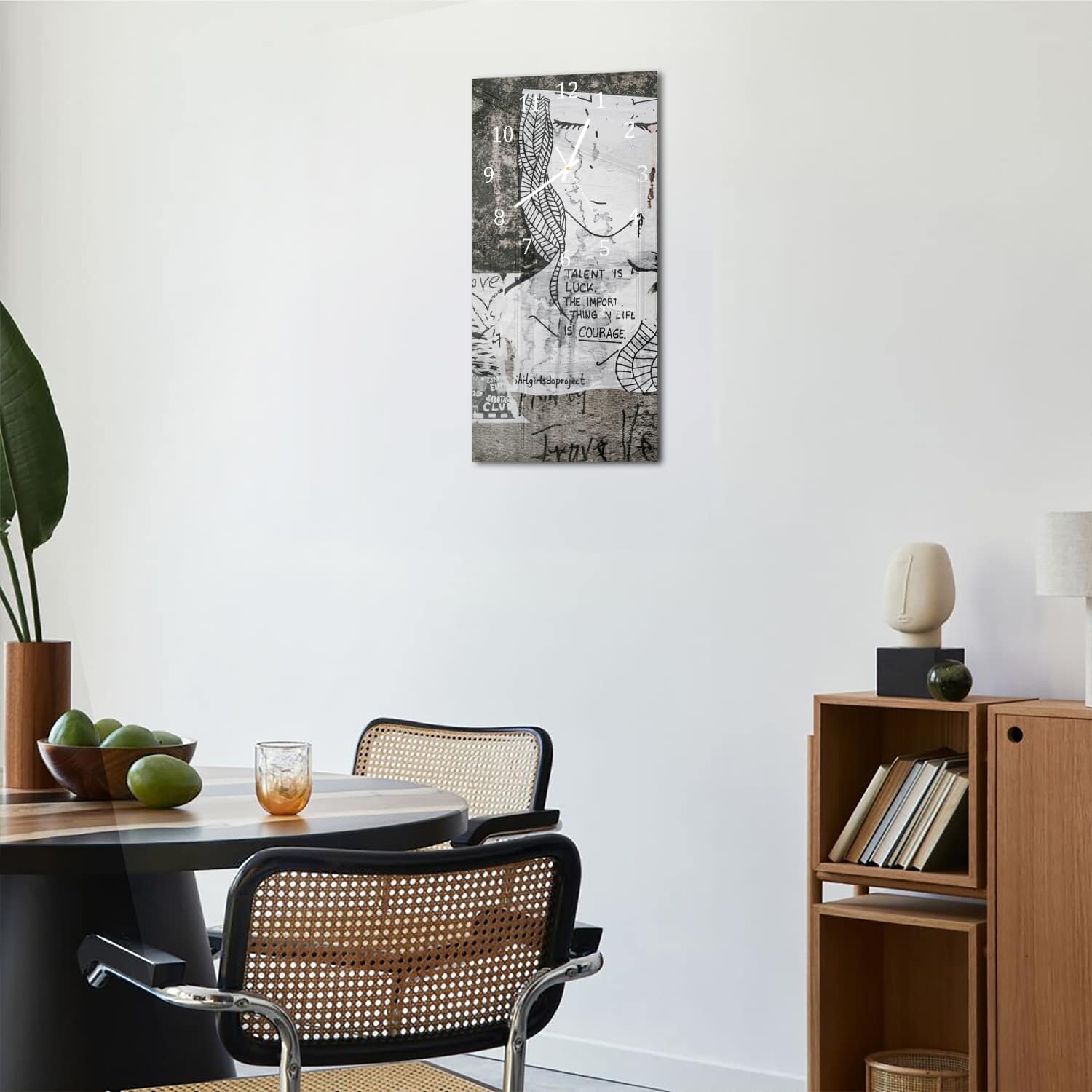 Wanduhr 30x60 - Zitat auf Wandkunst