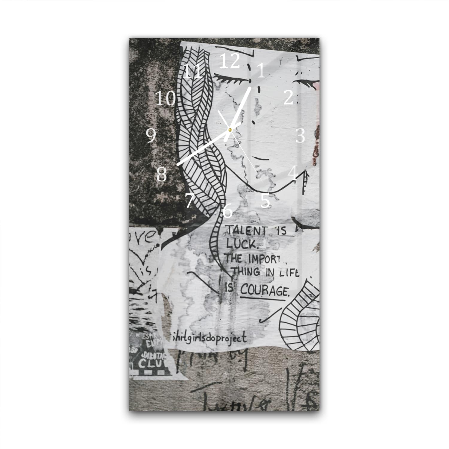 Wanduhr 30x60 - Zitat auf Wandkunst