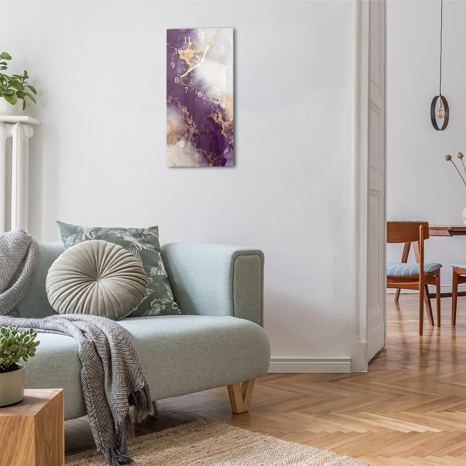 Wanduhr 30x60 - Luxuriöser Rot-Gold-Marmor