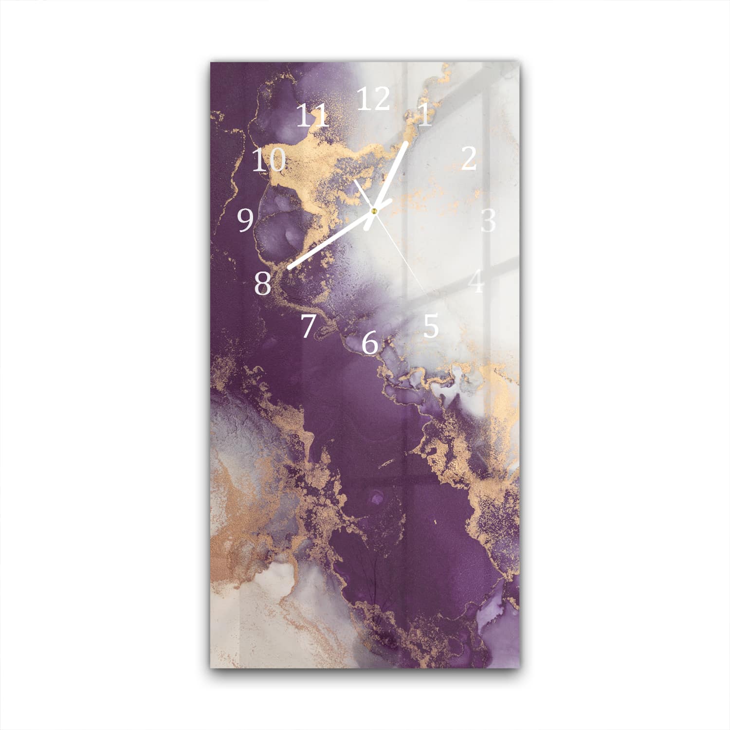 Wanduhr 30x60 - Luxuriöser Rot-Gold-Marmor