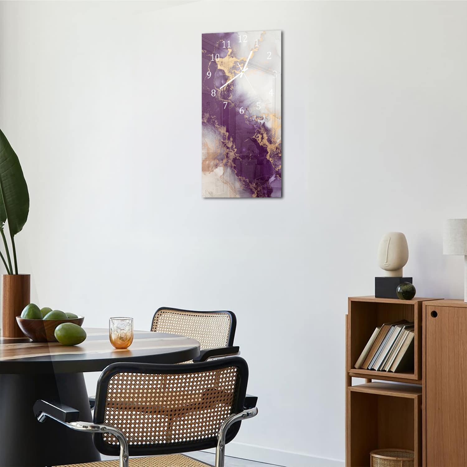 Wanduhr 30x60 - Luxuriöser Rot-Gold-Marmor