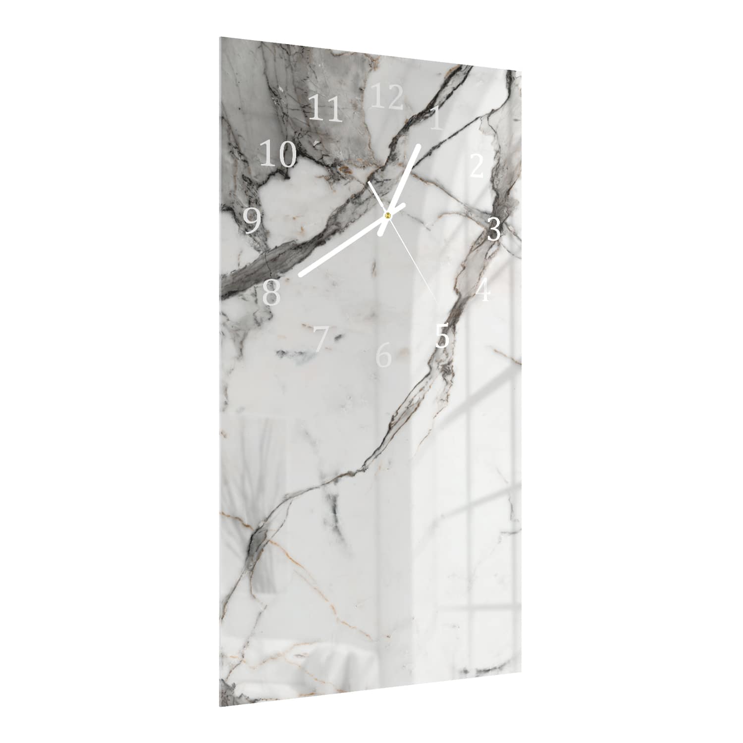 Wanduhr 30x60 - Weiß-grauer Marmor