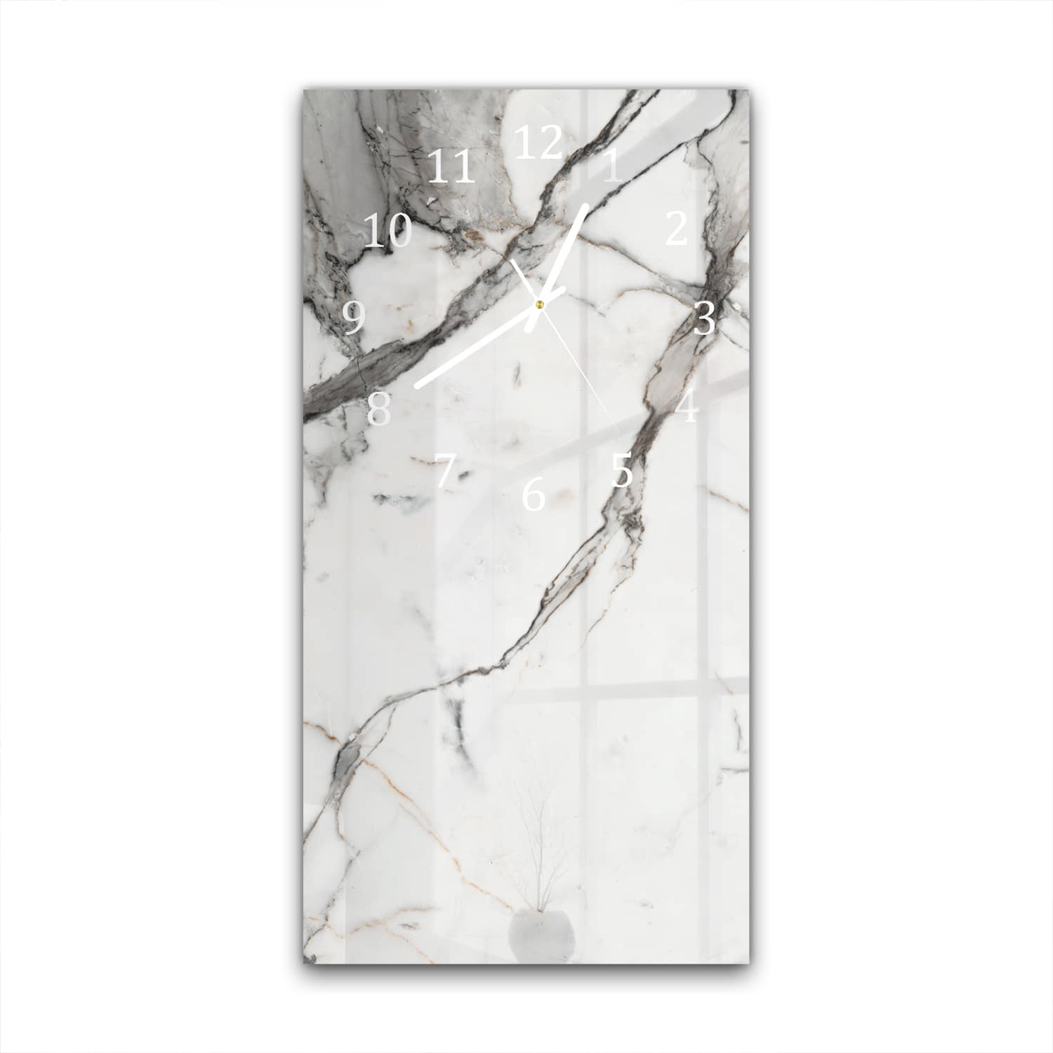Wanduhr 30x60 - Weiß-grauer Marmor
