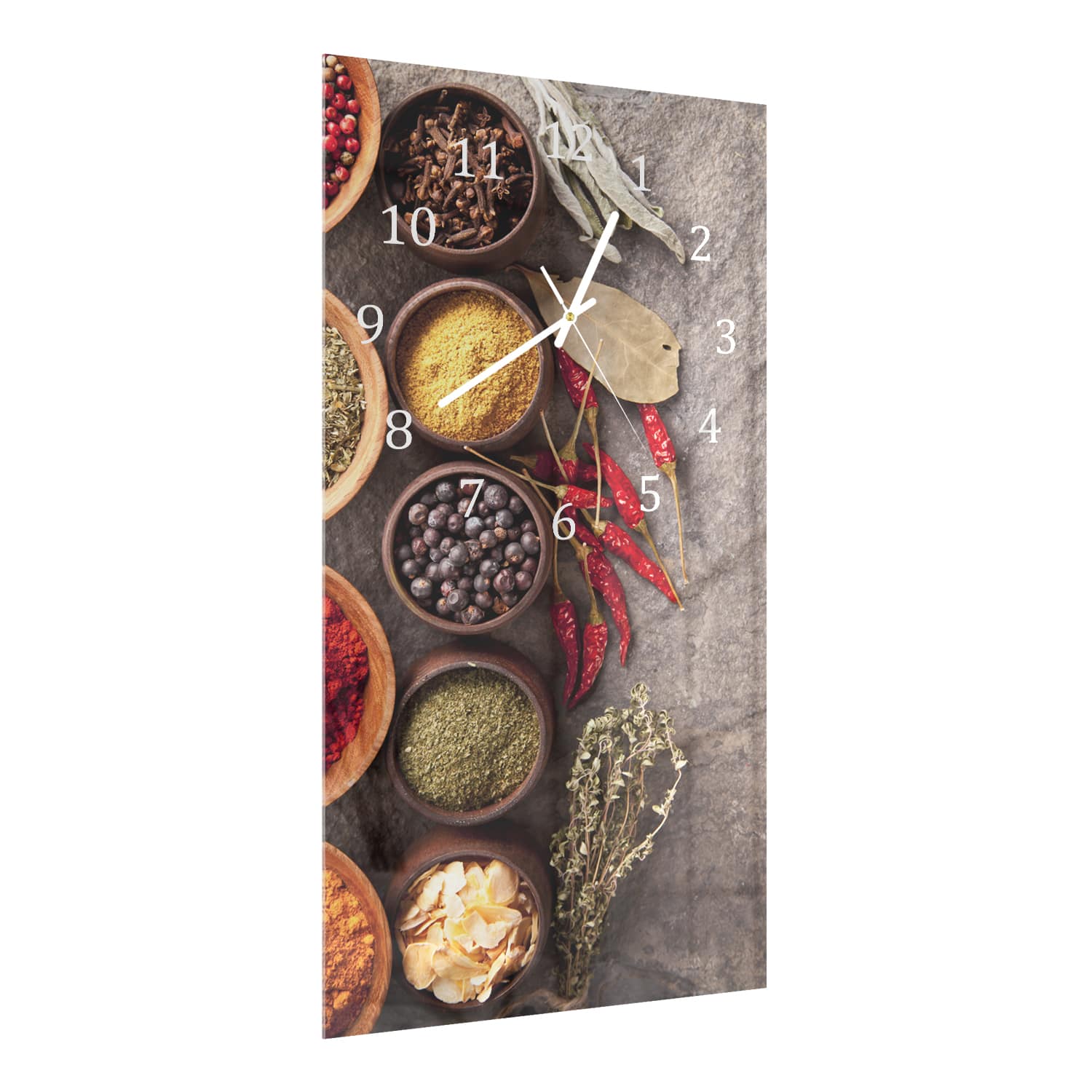 Wanduhr 30x60 - Gewürze auf Stein