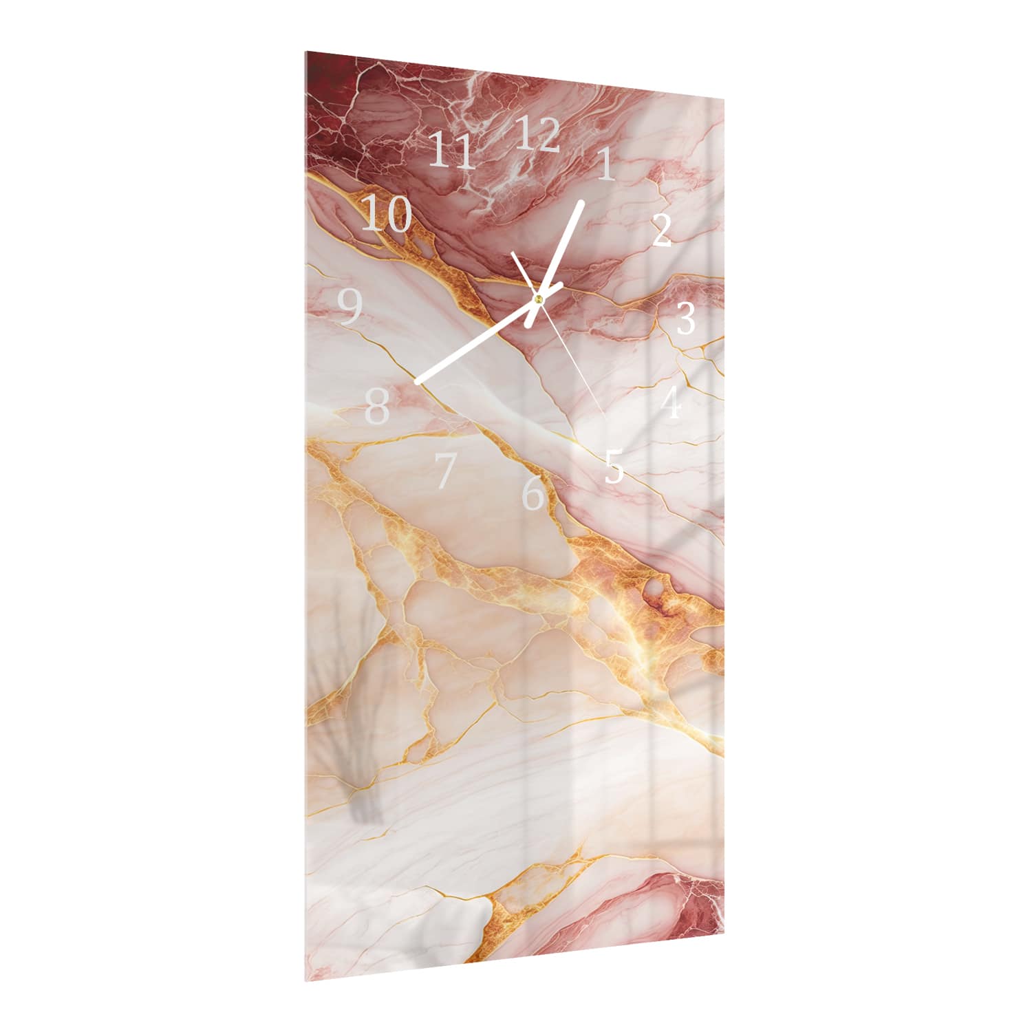 Wanduhr 30x60 - Rot-rosa Marmor