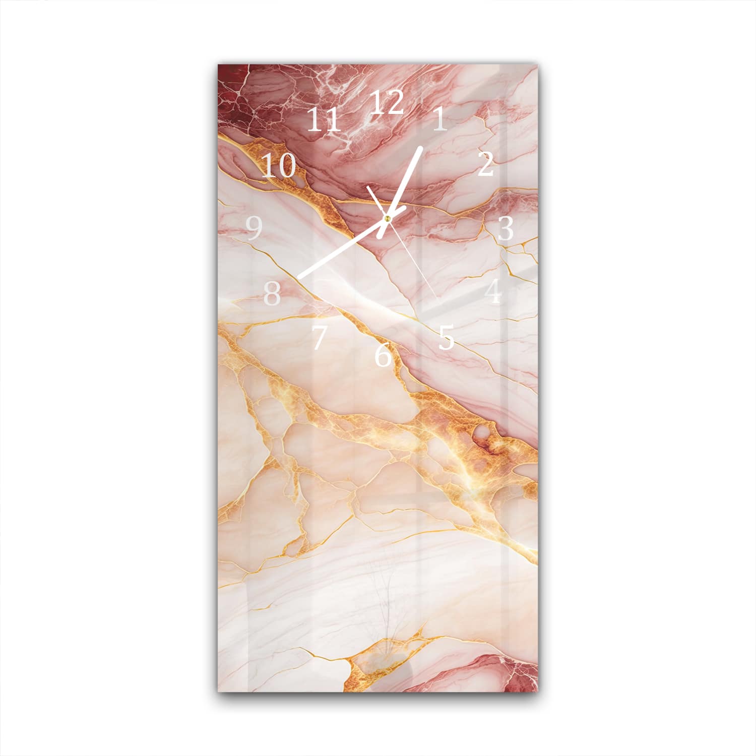 Wanduhr 30x60 - Rot-rosa Marmor