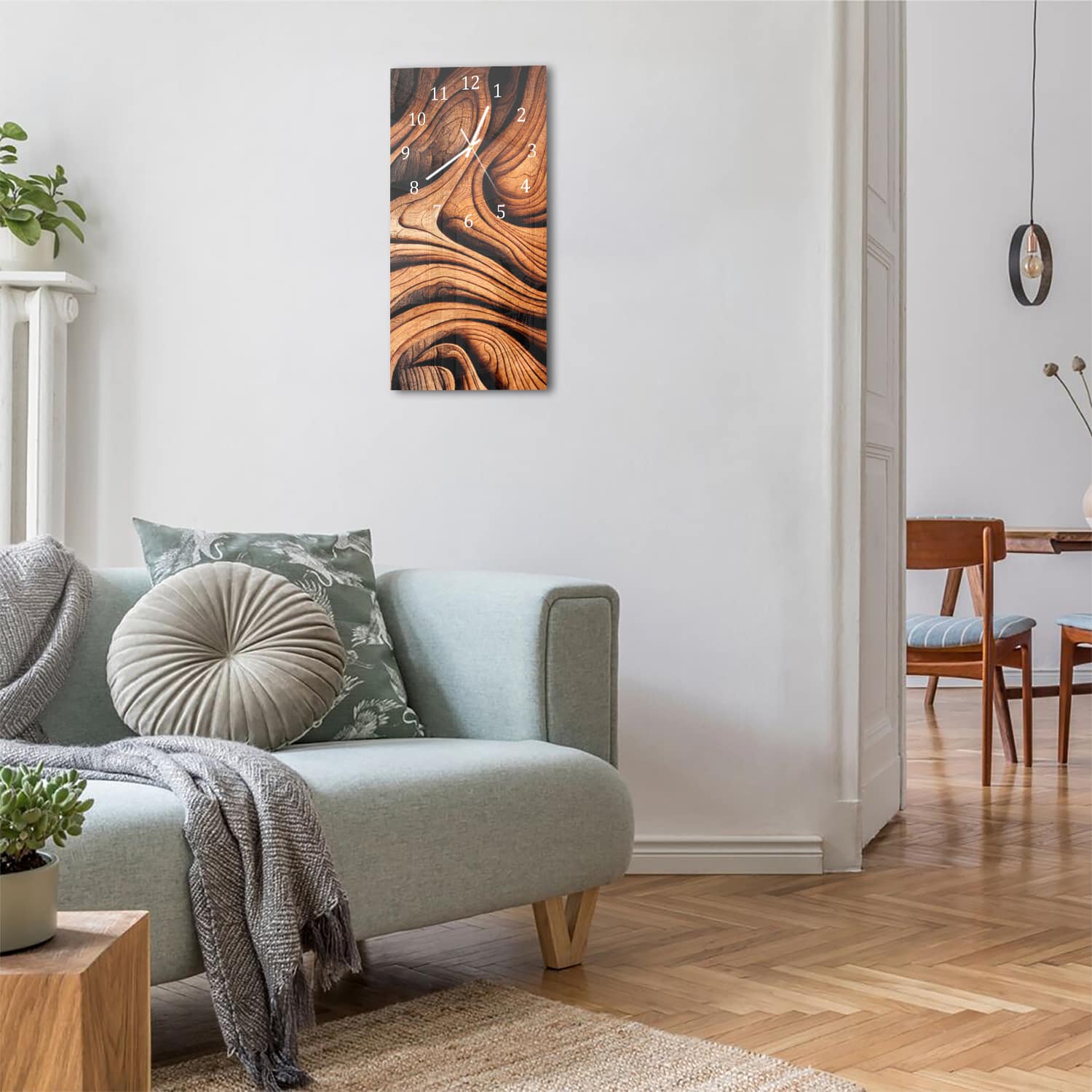 Wanduhr 30x60 - Abstrakte Holztextur