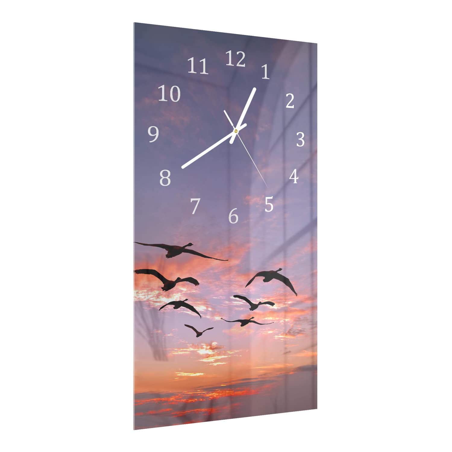 Wanduhr 30x60 - Schwanenschwarm