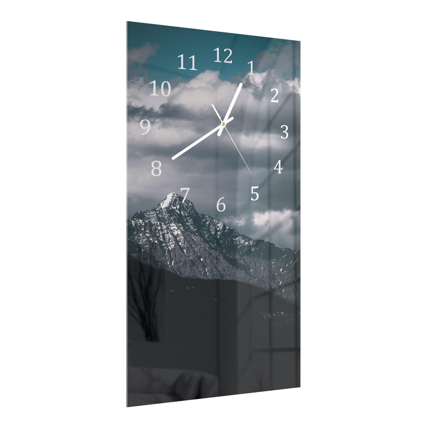 Wanduhr 30x60 - Dunkle Berggipfel