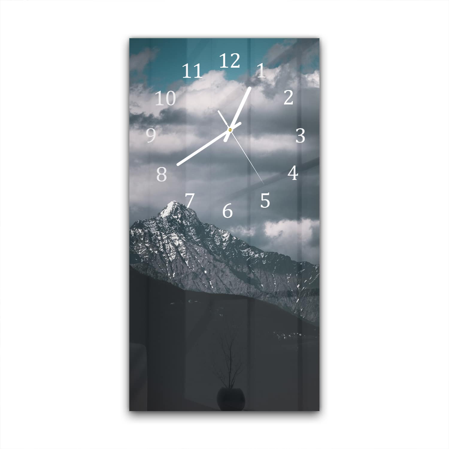 Wanduhr 30x60 - Dunkle Berggipfel