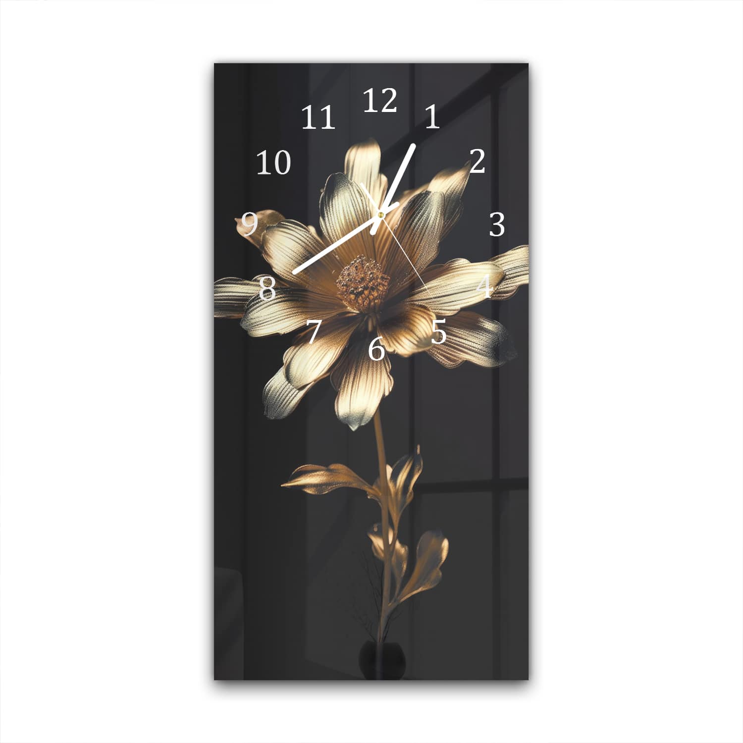 Wanduhr 30x60 - Mystische goldene Blume
