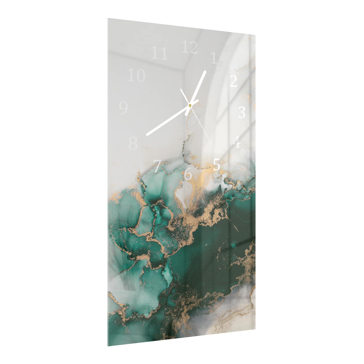 Wanduhr 30x60 - Luxuriöser grüner Marmor