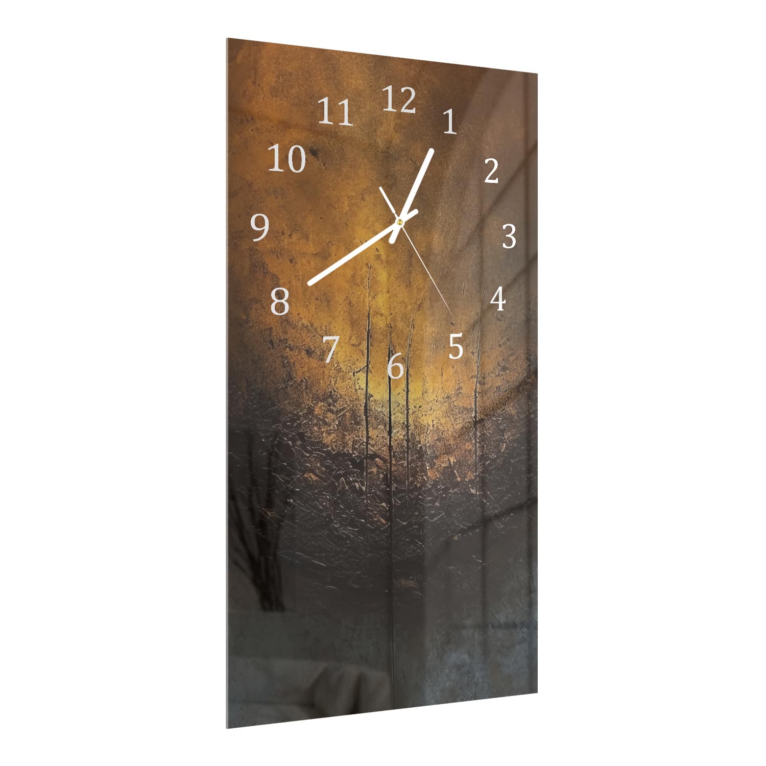Wanduhr 30x60 - Goldglänzendes Material in dunklen Tönen