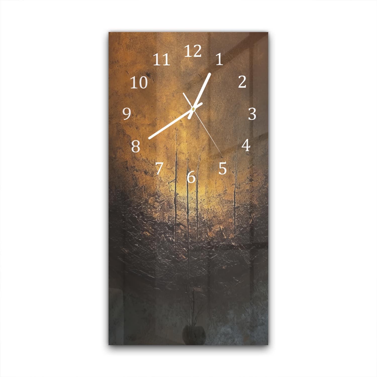 Wanduhr 30x60 - Goldglänzendes Material in dunklen Tönen